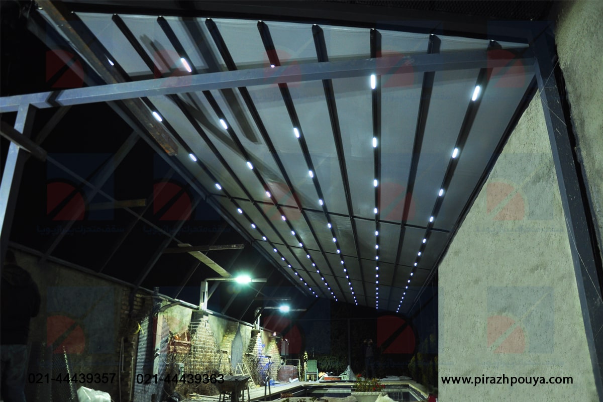 پروژه سقف متحرک پارچه ای استخر و شیشه متحرک گیوتینی، ویلای شخصی